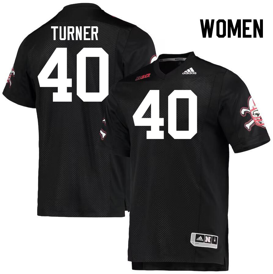 Women #40 Brice Turner Nebraska Cornhuskers College Football Jerseys Stitched Sale-Black